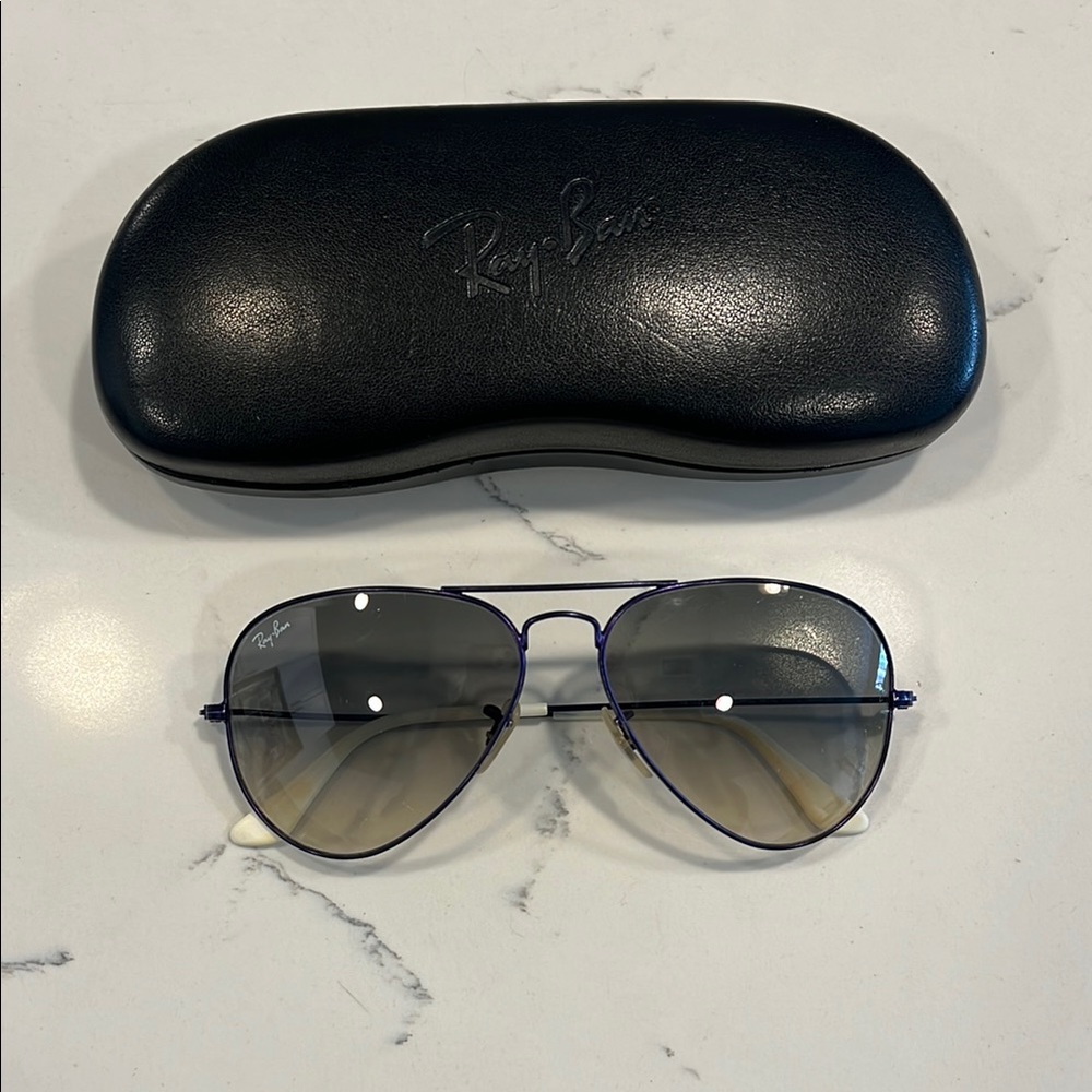 Large Ray-Ban Purple Frame Sunglasses with Black Case